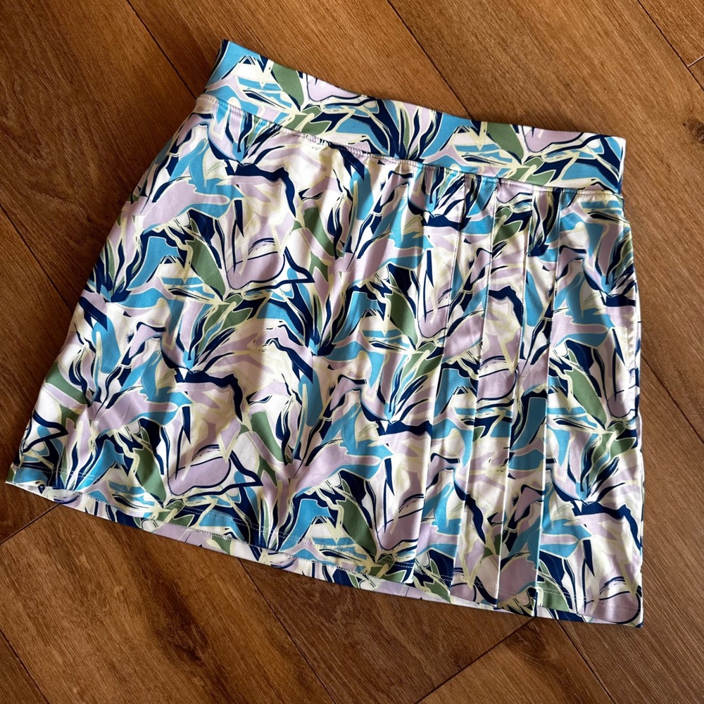 Court Haley Womens Athletic Skort Blue Purple Abstract Floral Tennis Golf Small